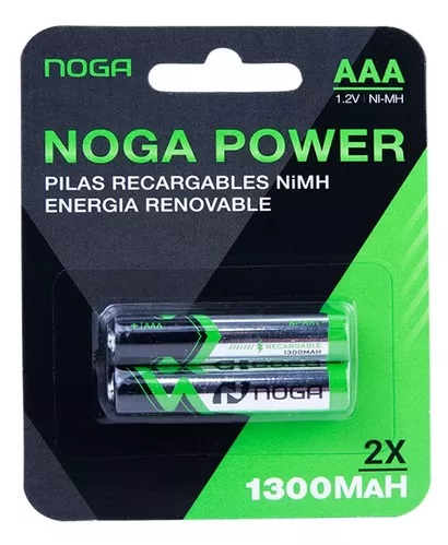 PILAS RECARGABLES AAA X 2 UNID POTENCIA 1300MAH NI-METAL - NP-AAAM 1.3B NOGA NET